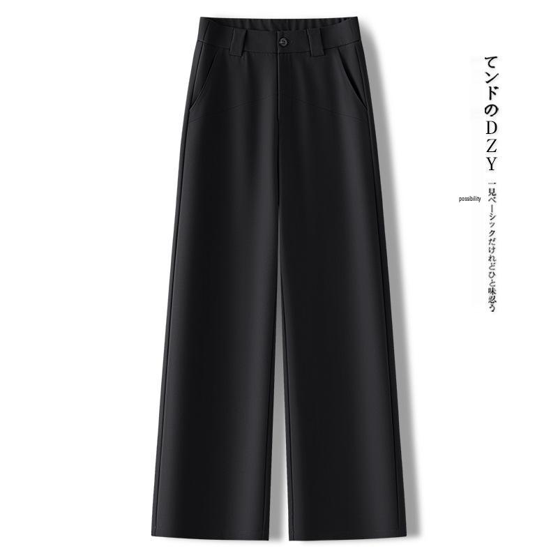 Women's Khaki Wide-Leg Summer Pants 2025: New Loose-Fit, Petite Nine-Point, Straight-Leg Design