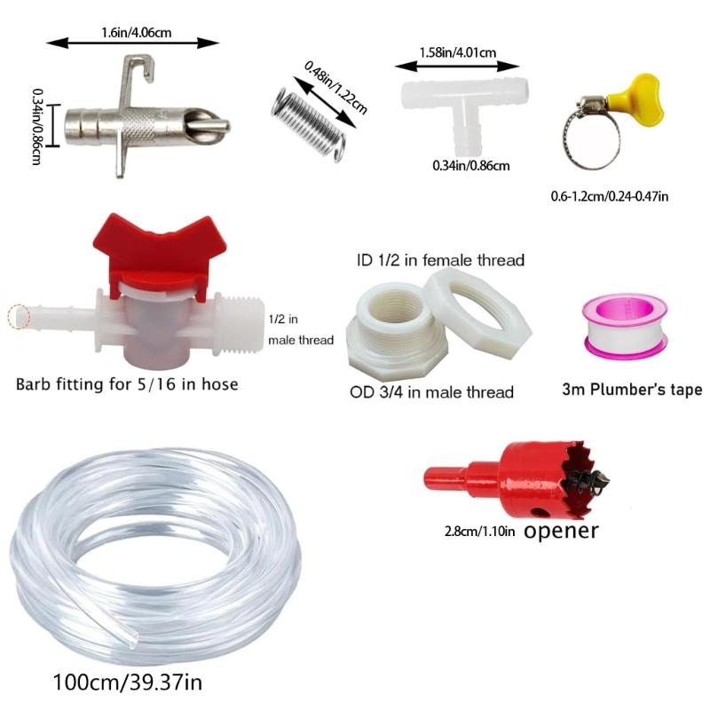 Automatic Small Animal Water Dispenser Set With Spring Mounted Nipples Feeders And Easy Installation Tool Watering Kits