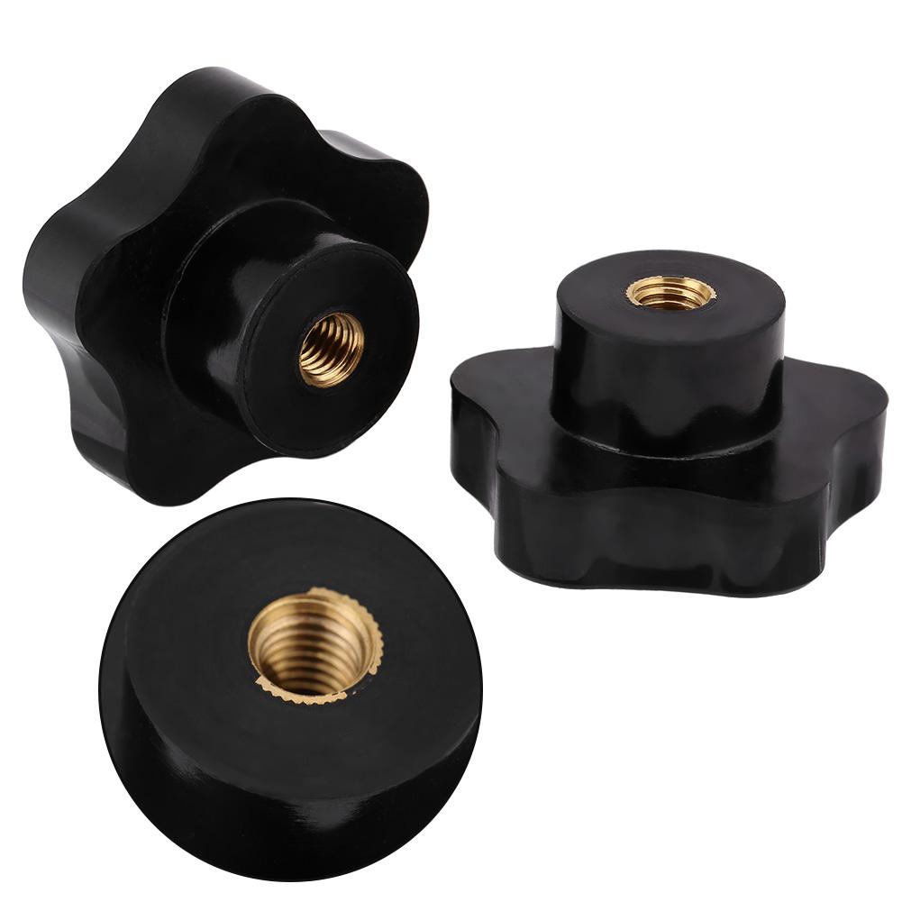 5pcs Universal Black Color Plastic Star Shape Knob Handle M8 for Machine Tool