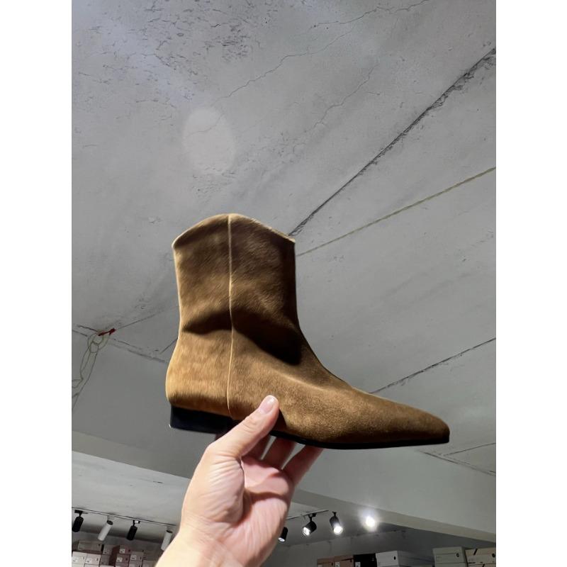 

Винтажные кожаные матовые замшевые ботильоны на остром каблуке и плоской подошве, узкие ботильоны, ковбойские ботинки в стиле вестерн, женские ботинки Мартин 35