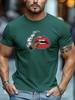 Mens Summer Fun TShirt Red Lips Cigar Print Short Sleeve Round Neck Breathable Soft Oversized Lively Daily Wear