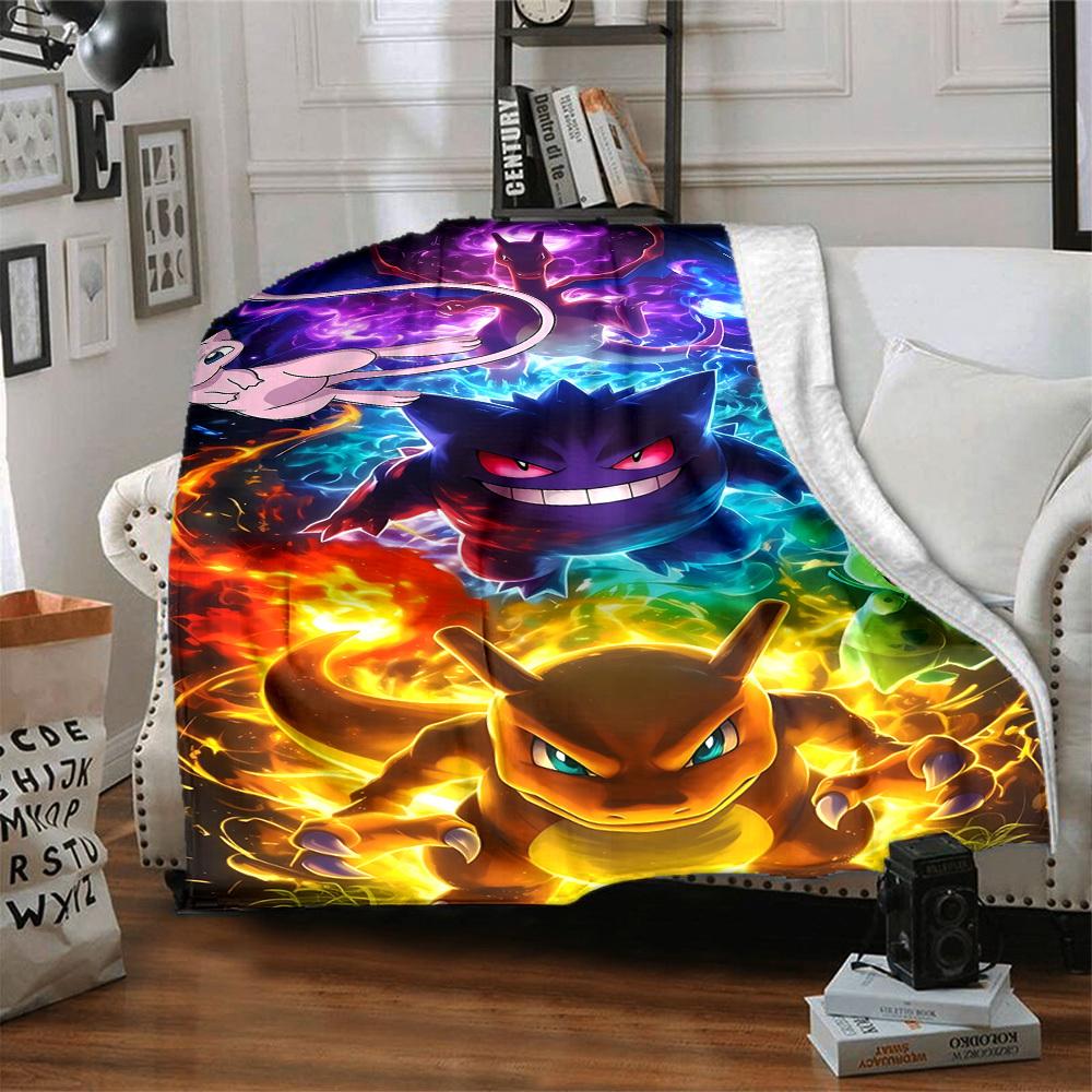 1pc Pokémon, Charmander Flannel Blanket [Cozy Throw Blanket] For Sofa, Bed, Travel, Camping, Livingroom, Office, Couch, Chair, And Bed