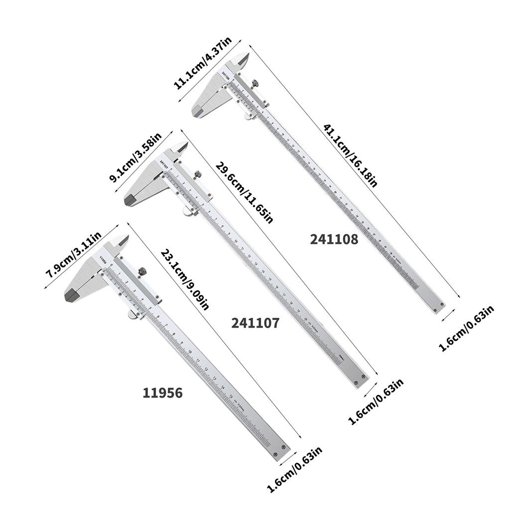 Stainless Steel Vernier Caliper 150/200/300mm Caliper Measuring Tool Manual Micrometer for Depth Diameter Measurement