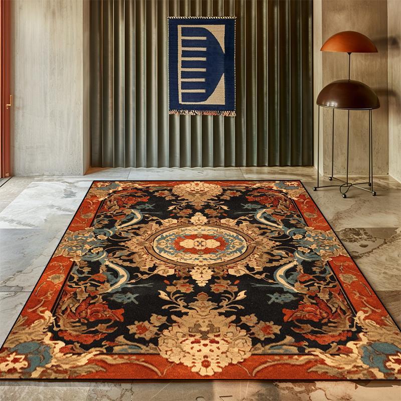 Persischer Teppich für Wohnzimmer Klassische Heimdekoration Luxusteppich Rutschfest Schlafzimmerdekoration Arbeitszimmermatte Waschbar Couchtischteppich