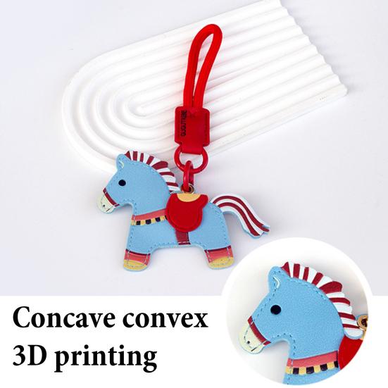 Keychain Pendant Cartoon Horse Shape Key Holder Colorful Faux Leather Access Card Case Bag Lanyard Decorative Keychain Accessory