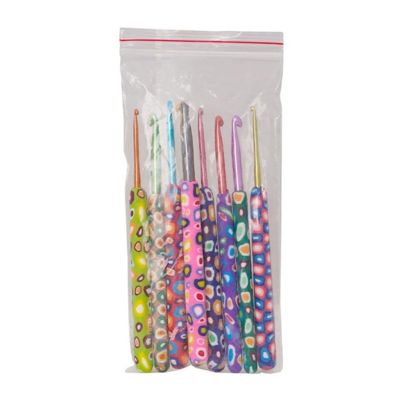 9Pcs Ergonomic Handle Crochet Hook, 2MM-6MM Ergonomic Crochet Needle Long Handle Crochet Hook for Beginner Hobbyist