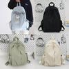 Nylon Girls Backpack With Letter Embroidery And Curved Shoulder Straps For School And Travel