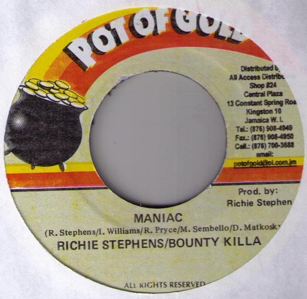 7inch Record RICHIE STEPHENS  BOUNTY KILLA  Maniac NONE POT OF GOLD 1996 Jamaica Reggae Ska  Dub Used