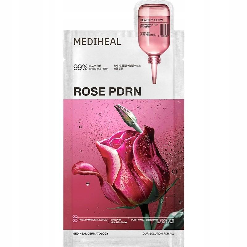 Mediheal Rose PDRN Essential Sheet Mask 10 Pcs. 99% Pure White Rose PDRN & Hyaluronic Acid for Hydrating, Firming, and Enhancing Moisture Barrier