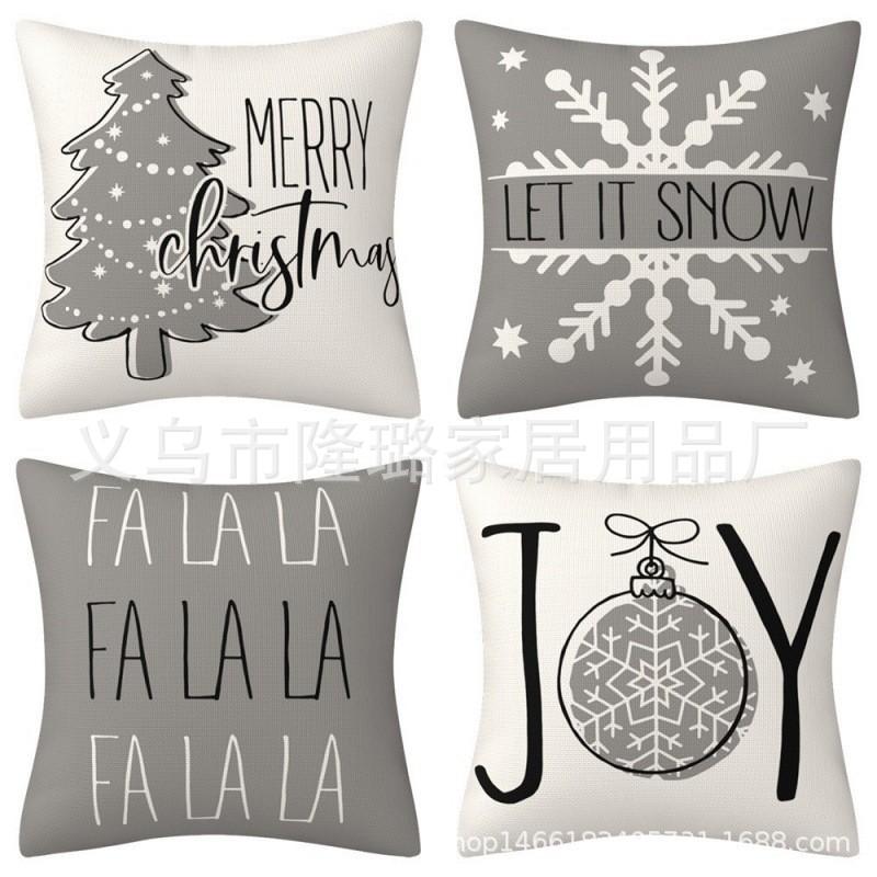 New Model Snowman Print Linen Super Soft Christmas Theme Sofa Pillow Cover Cushion Cover
