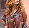Sarah Rose Wool Poncho Ethnic Bohemian Print Soft Women's Coat/Cape/Shawl, Hoodie, Silhouette, Fall/Winter (Khaki)