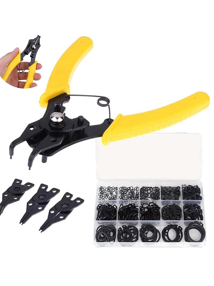 

Multifunctional 4 in 1 Snap Ring Plier Combination Spring Four Rings Plier Head Clamp Spring Shaft Dismounting Tool жёлтый