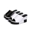 Wedge heel slippers women wear thick-soled sandals muffin women's sandals small people increase height one-word drag