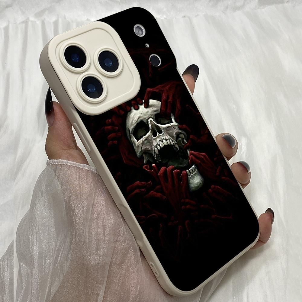 M513 Caveira Pesadelos Design de Arte Olhos de Anjo Capa de Telefone Macia para iPhone Samsung Galaxy Xiaomi Rdemi Huawei Honor Infinix Realme OPPO Todos os Modelos Capa de TPU