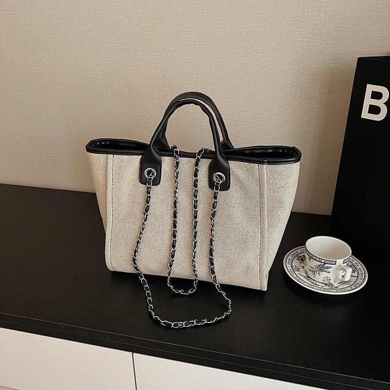 European and American canvas bag women 2025 new bucket bag handbag shoulder bag messenger bag chain bag tote bag
