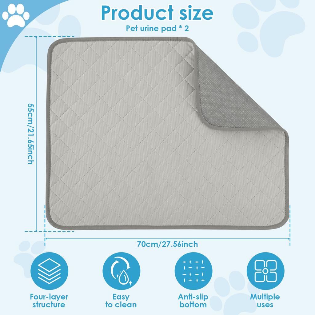 2Pcs Dog Pee Pad Water Absorbent Reusable Pet Training Pad Washable Puppy Bed Floor Mat Diaper Mat Four Seasons Pet Supplies