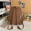 College Style Bow Print Schoolbag Women's Corduroy Backpack Large Capacity Student Backpack