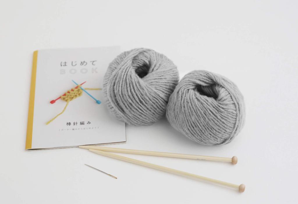 DARUMA Knitting Kit, Beginner's Kit, Col. C, Light Gray, Knitting Needles, 01-874A