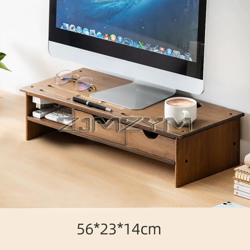 Monitor Stand Riser, Workstation Computer Height Stand, Desktop Added Shelf with Drawers, Office Storage Rack Laptop Holder