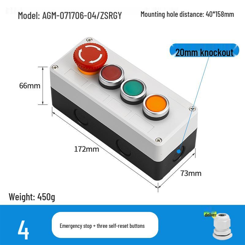 KEOLEA Waterproof Emergency Stop & Start Button, Industrial Self-Reset Push Control Box