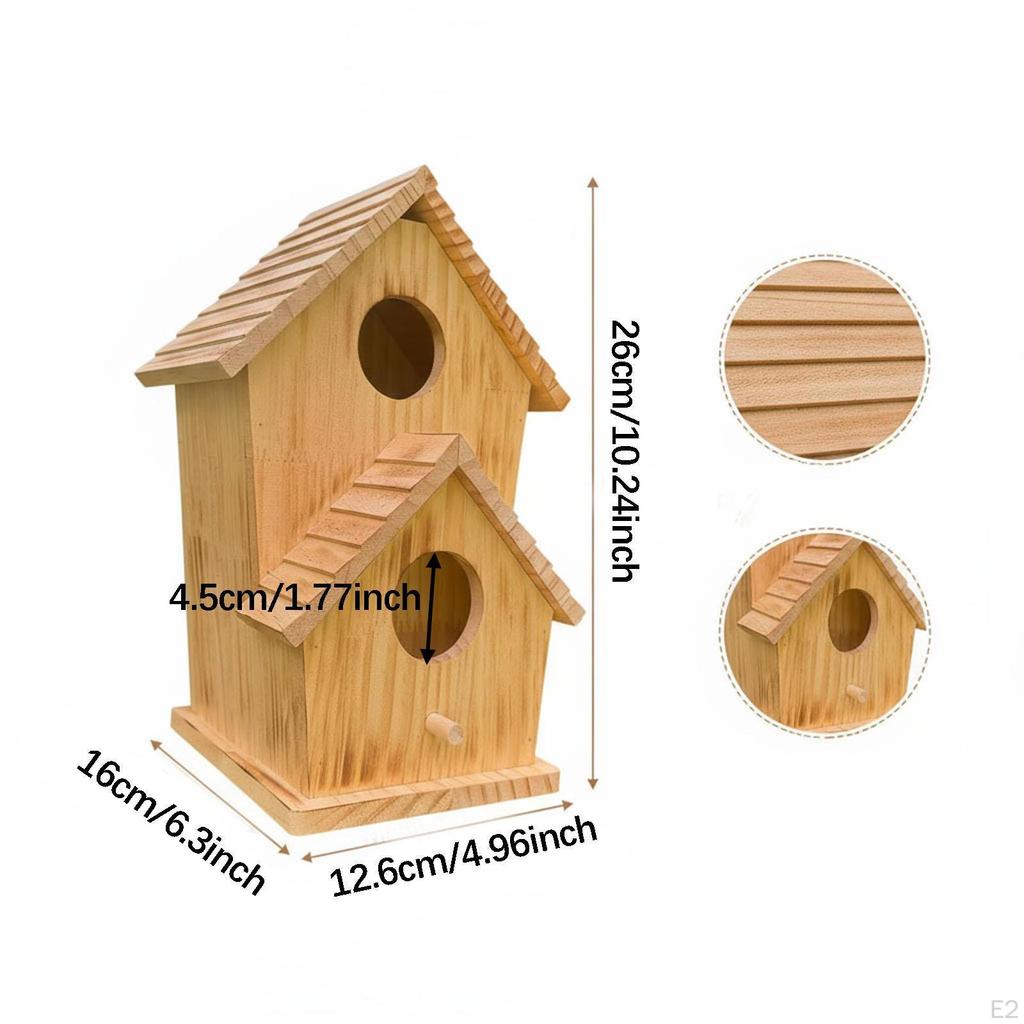 Wood Bird House Shelter Weatherproof Large Hanging Decoration Outdoor for Finches Hummingbirds