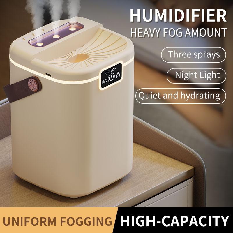 Three Nozzle Desktop Humidifier With Night Light 2L Large Capacity 5 Gears Adjustment Mist Humidification Water Purification