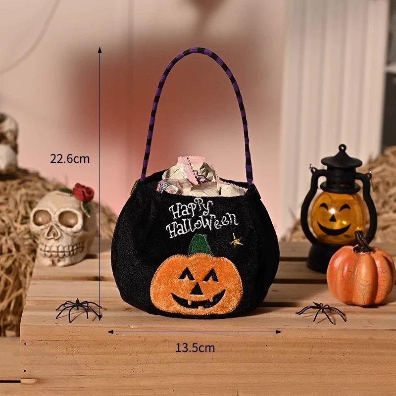 Halloween Candy Bag Kids Trick or Treat Pumpkin Handbag Vampire Candy Bucket Halloween Party Gift Bag for Children