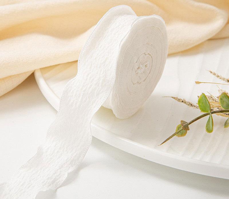 

2,5 см Волнистый Край Плиссированная Шифоновая Лента для Упаковки Подарков Букетов Материал для Упаковки Подарков Новая 10 Ярдов Ленты из Рыбьего Хвоста белый