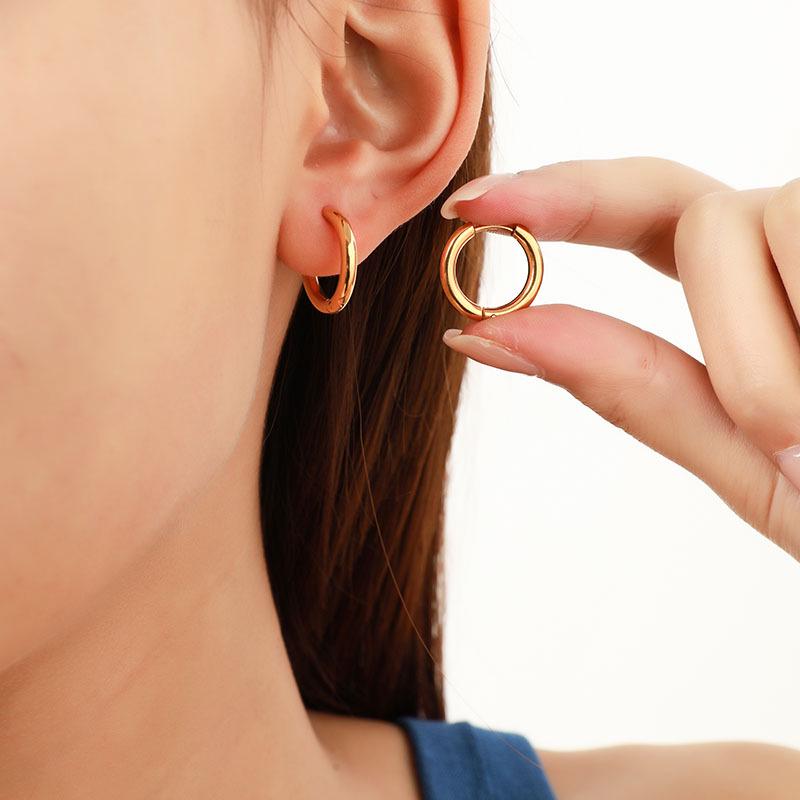 Korean Style Titanium Hoop Earrings - Versatile, Trendy, High-End Accessories