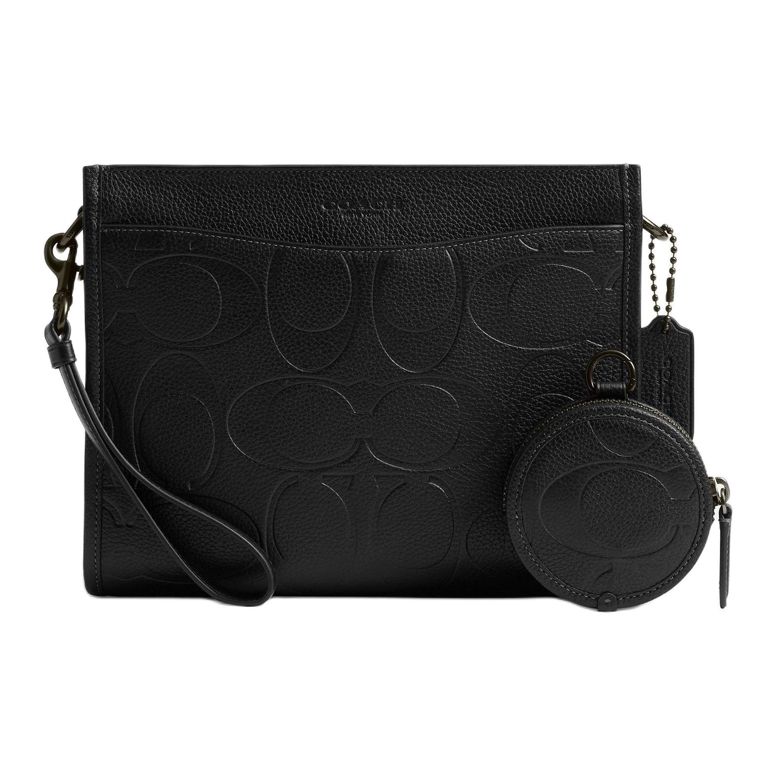 Coach Hitch 25 Classic Print Detachable Handbag Leather Shoulder Crossbody Bag Medium Unisex handbags Black CBG17-BLK Basic Set (Bag+Dust Bag)