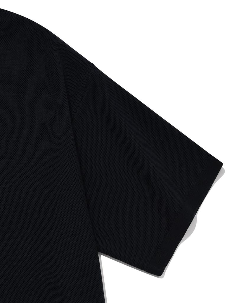 COVERNAT C Logo Open Collar Half Knit Navy