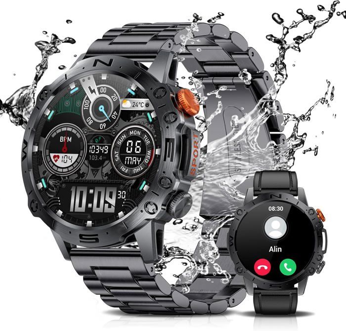 Montre connectée - ABIESSENCE - 1,43" AMOLED HD - 100 modes sportifs - Appels Bluetooth - Étanchéité IP68