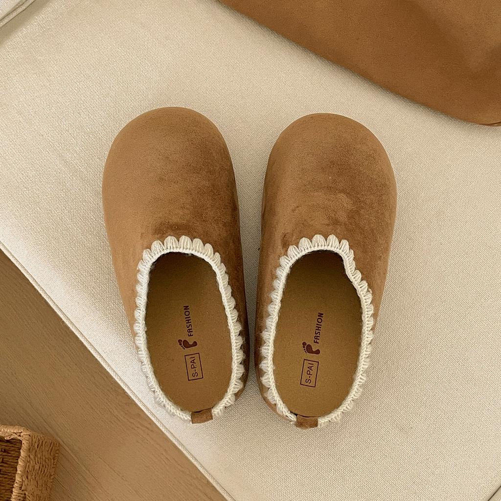 Retro white inner heightening bag head thick-soled slippers women's autumn outer wear 2025 new versatile soft-soled half-drag Birkenstocks