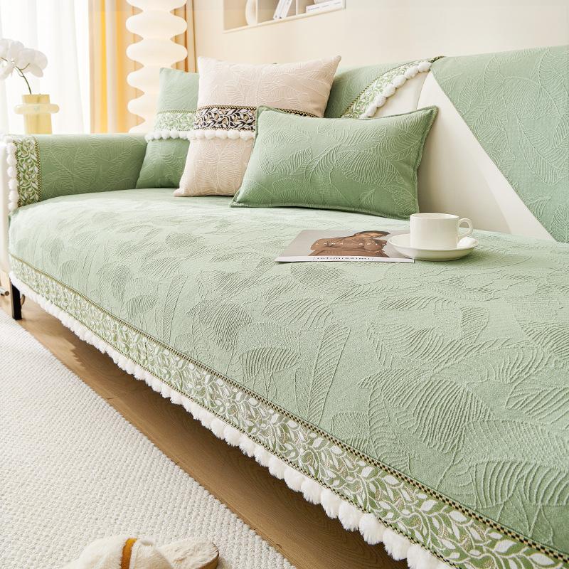 Chenier Sofa Cushion, All-season Universal Matcha Style Sofa Cover, New Light Luxury High-end Backrest Cover Cloth Towel