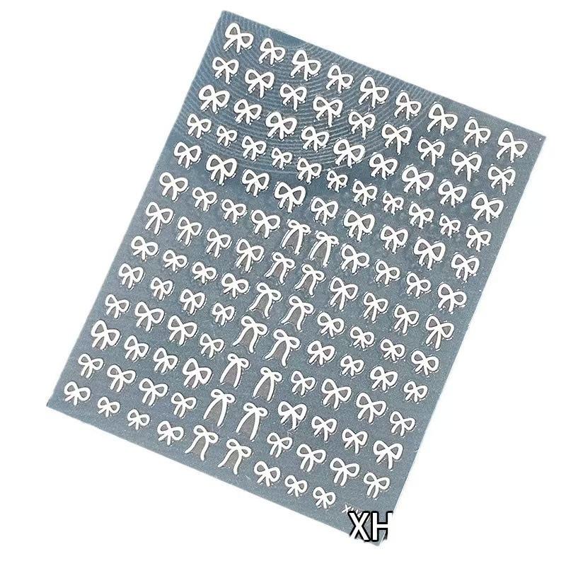 Nail Art Bow Sticker New Decal Black and White Gold Stamp Thin Tough Style Can Be Sticked Simple Nail Jewelry