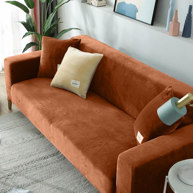 Velvet Plush Sofa Cover Stretchy Thick Stretch Armchair Couch Cover Corner Sofa Covers Used For Living Space L Shaped 1 /2 /3 /4 Seater