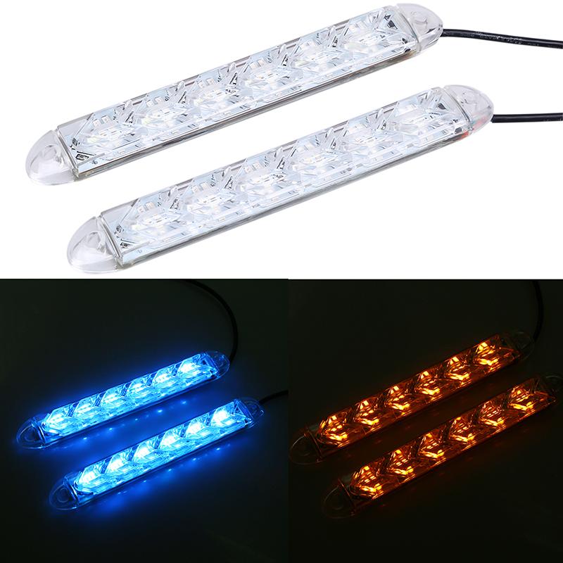 Flexibilné LED denné svietenie do auta Vodotesné šípkové blikače Výstražné svetlá Biely/Jantárový pásik Smerové svetlá