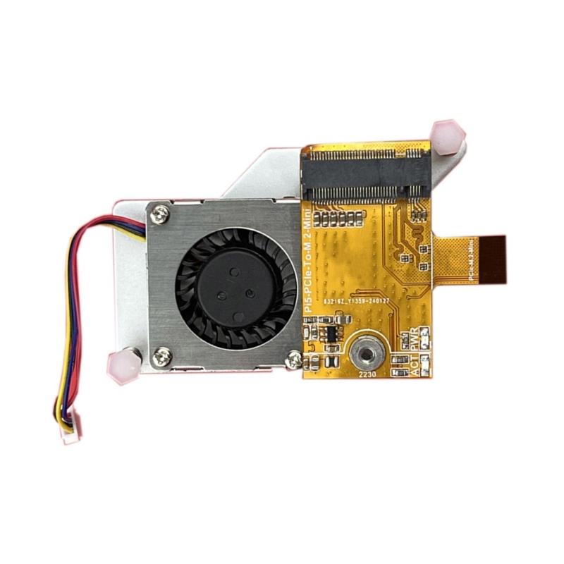 PCIe To M.2 NVMe SSD Small Expansion Board with Cooling Fan for RPI5 Board  Expansion Accessary
