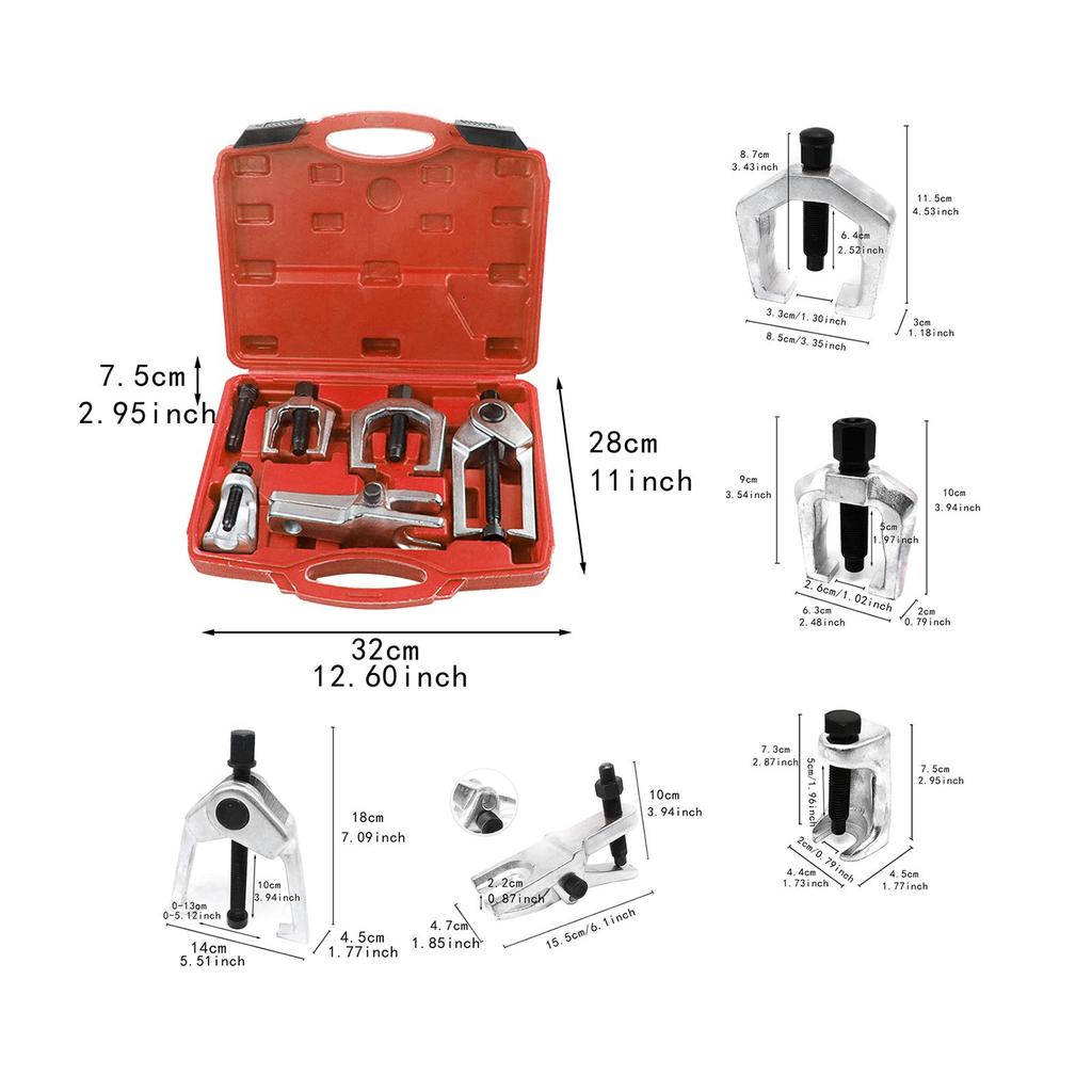 5x Front End Service Kit,Ball Joint Separator,Tie Rod End Puller Hand Tool,Pitman Arm Puller Tie Rod End Removal Tool for Car