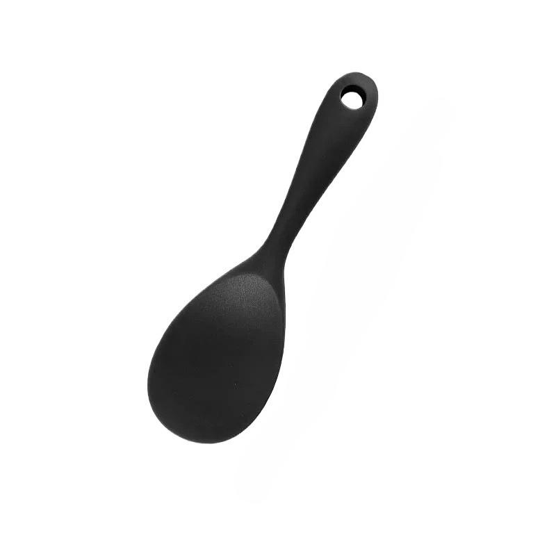 

Hanging Silicone Rice Spoon Kitchen Ladle Non-stick Electric Rice Cooker Cooking Scoop with Holes Household Items чёрный