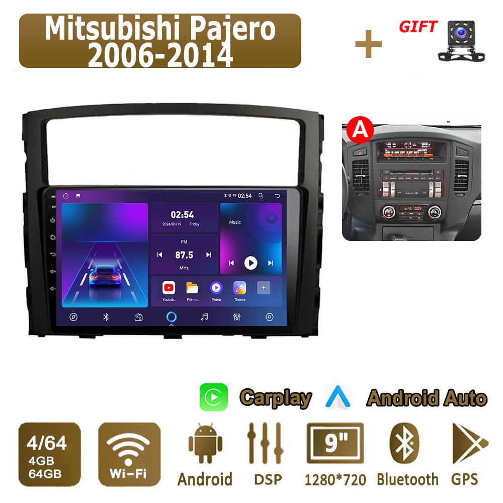 

Android Carplay автомобильное радио для Mitsubishi Pajero 2006-2014 мультимедийный проигрыватель головное устройство стерео GPS навигация BT WIFI 4+64 ГБ 4+64GB,A