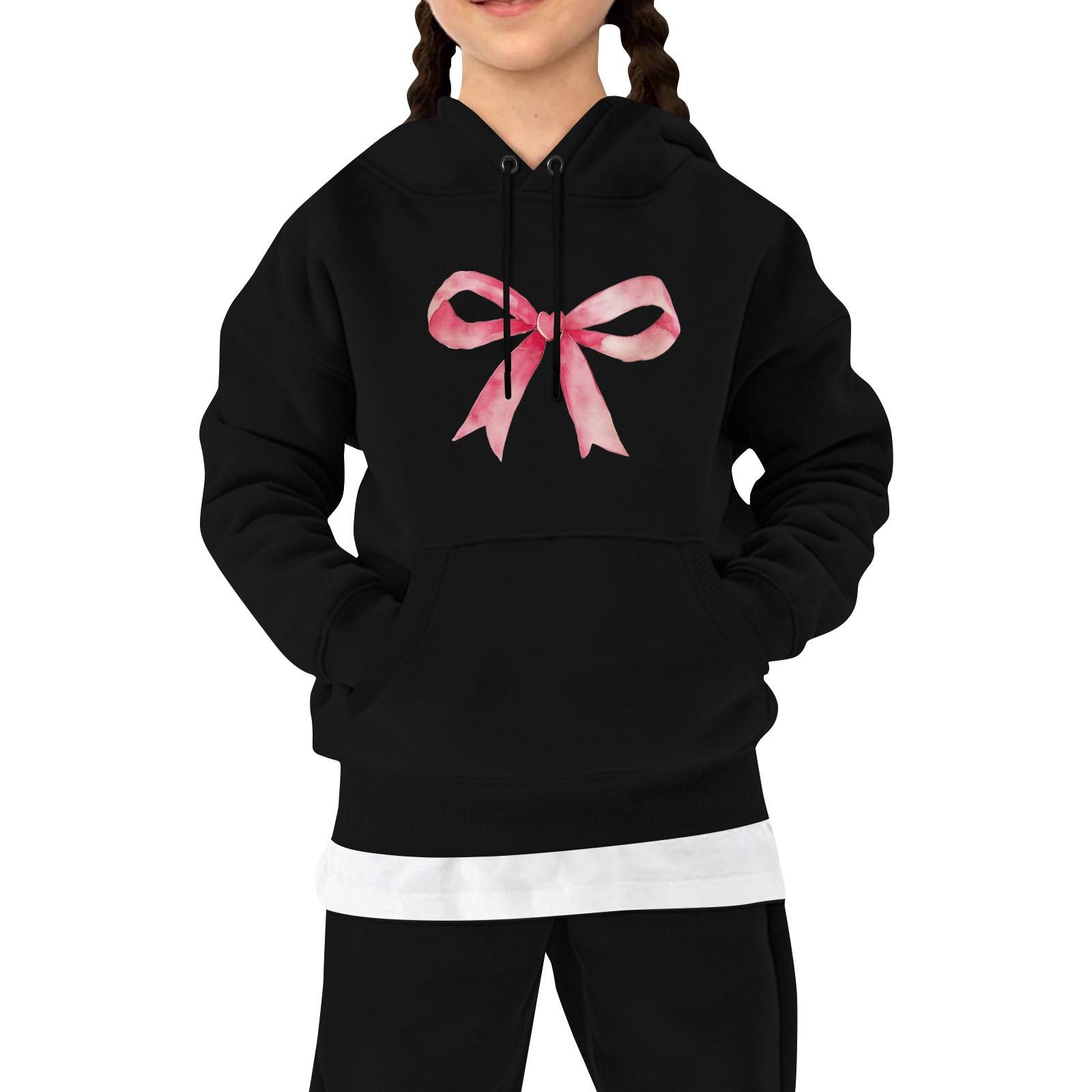 

Детская повседневная толстовка с капюшоном и принтом банта 100 чёрный