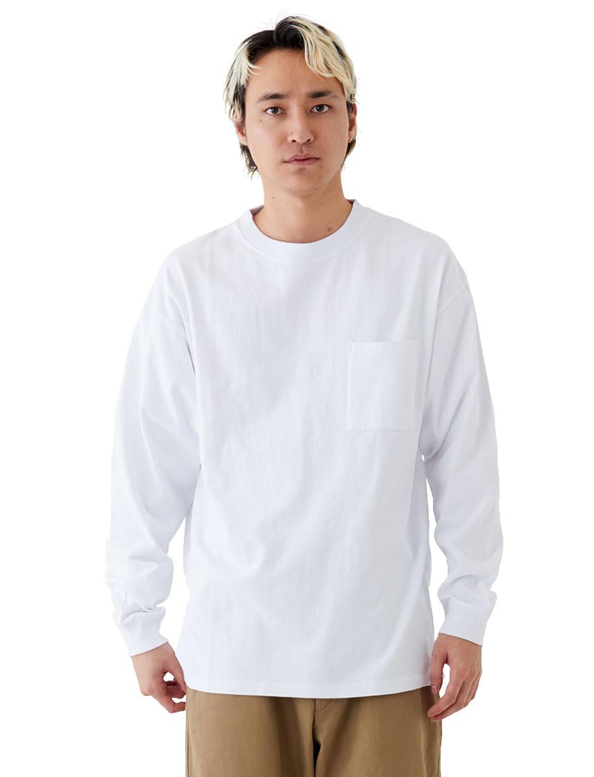 

Футболка с длинным рукавом, карманом, длинная, большая, США, белая [Хороший износ], футболка, тяжеловесная, 7,6 унций. Хлопок, Мужской, Плотный, Однотонный, M, белый