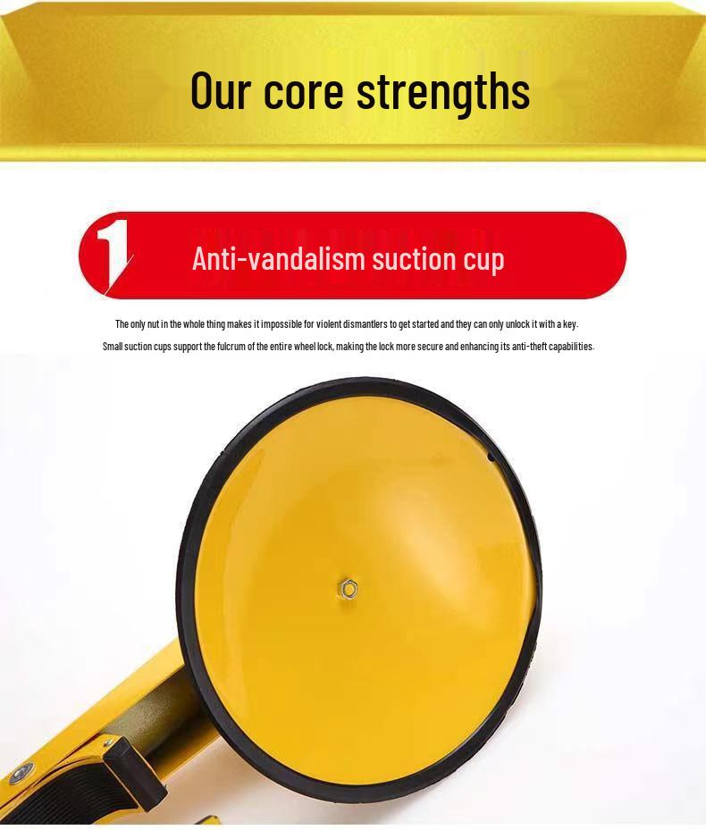 Enhanced Anti-Tamper Car Tire Lock with Suction Cup Mechanism