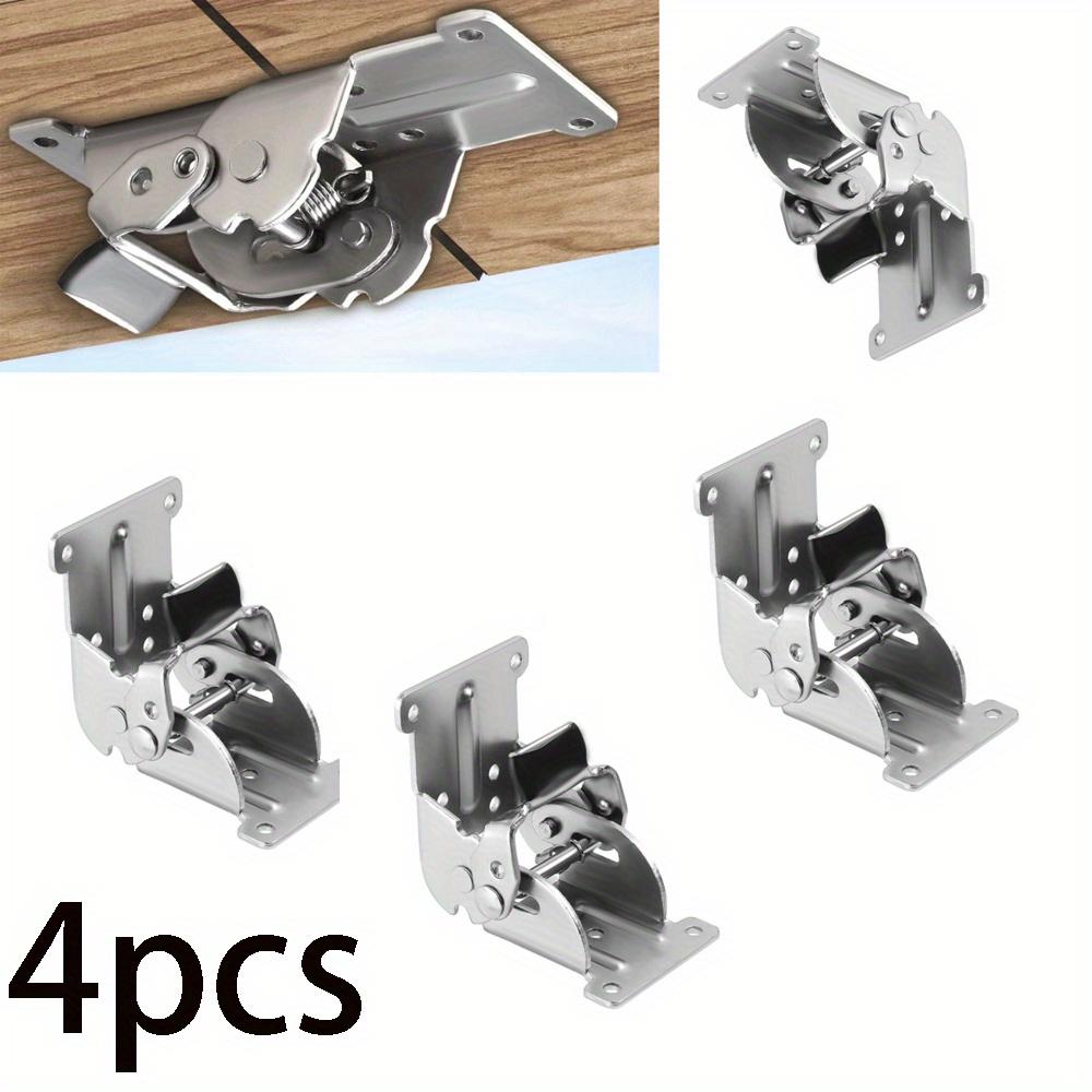 4pcs 0-90-180 Degree Folding Table Legs Bracket Hardware Self Locking Hinge Foldable Legs Lock Extension Support Bracket for Tables Chair Beds Garage
