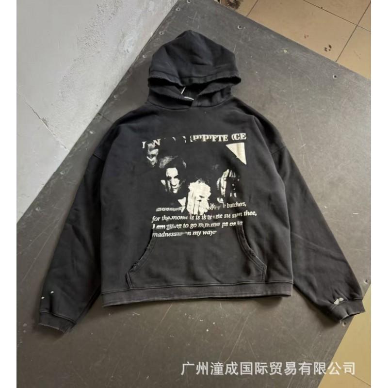 Túlméretezett mosott pamut kapucnis pulóver betűnyomattal Uniszex Streetwear Őszi alkalmi pulóver