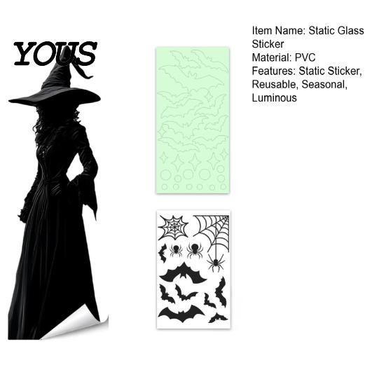 Luminous Ghost Stickers for Glass Halloween Static Window Cling, Fluorescent PVC Decal, Easy Apply Holiday Ornaments Removable Reusable