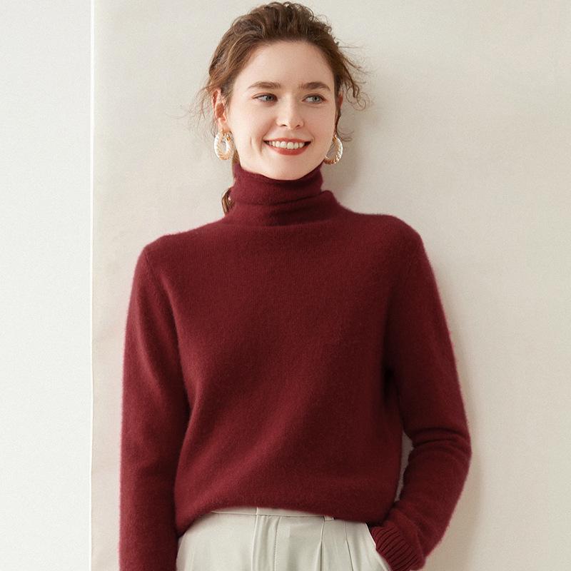 Cashmere Stack Collar Sweater: 2025 Autumn/Winter Women's Loose Slimming Korean Style Pullover Base Layer.