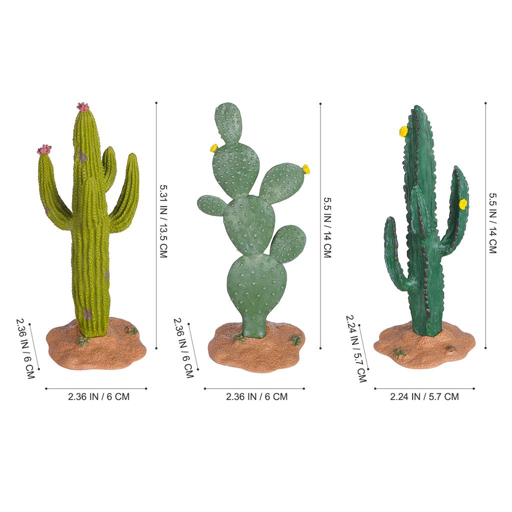 3 Pcs Simulated Cactus Decoration Tiny Mini Figurines Artificial Plants Miniature Statue Pvc Child Outdoor Ornaments