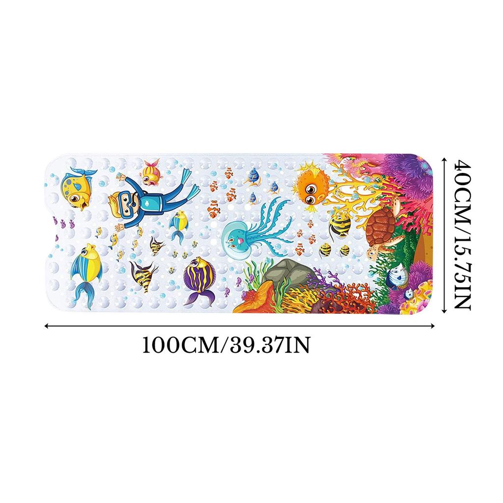 40x100cm Cute Cartoon Sea World Shower Bathtub Mats With Sucker Non-Slip Bath Mat Soft Pad Kid'S Elder Carpet Rug